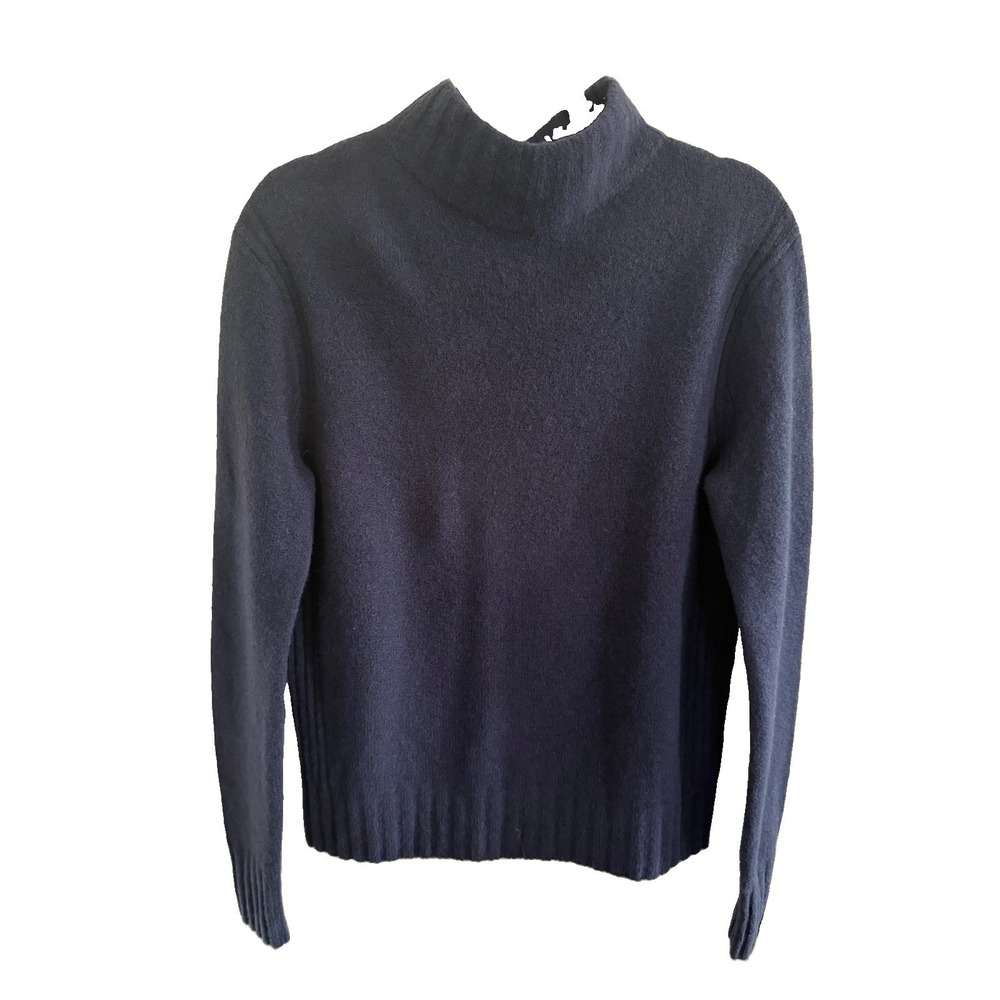 J Crew Sweater Women's M Navy Mock Neck Alpaca Wool Blend Rollneck Relaxed